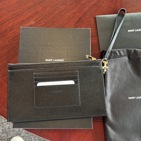 Saint Laurent Monogram Quilted Leather Wallet Clutch - Picture 3 of 4